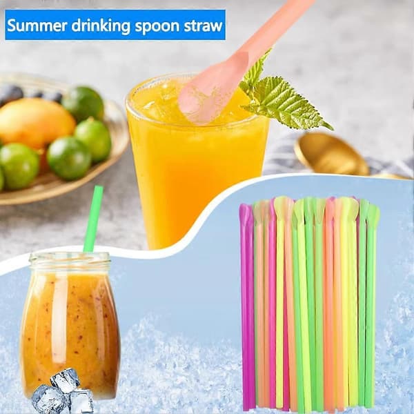 1000 st Snöstrutskedssugrör, Sugrör i plast, Smoothie Drink Cocktail Party