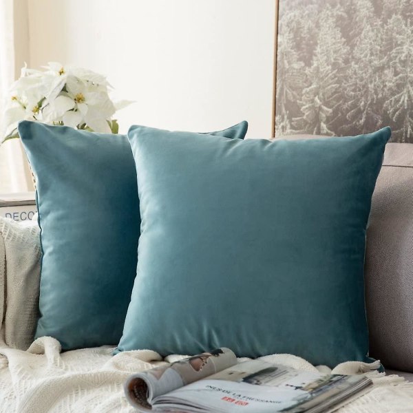 Sæt med 2 dekorative fløjlspudebetræk Sofa Pudebetræk Super Glat Blød dekoration Hjem Stue Soveværelse Til Sofa 2 stk 30x30cm Champagne