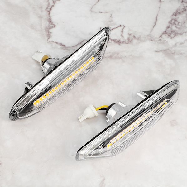 LED Dynamisk Flytende Lys Side Blinklysindikator Par Kompatibel med E90 E91 E92 E93 E60 E87 E82 E46 Hvit