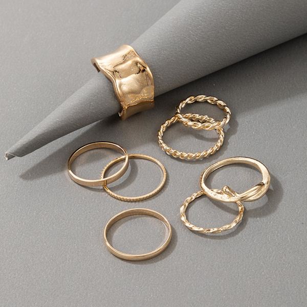 8 st/ set Modering Enkel Utsökt legering Oregelbunden flätad form Fingerring Smycketillbehör