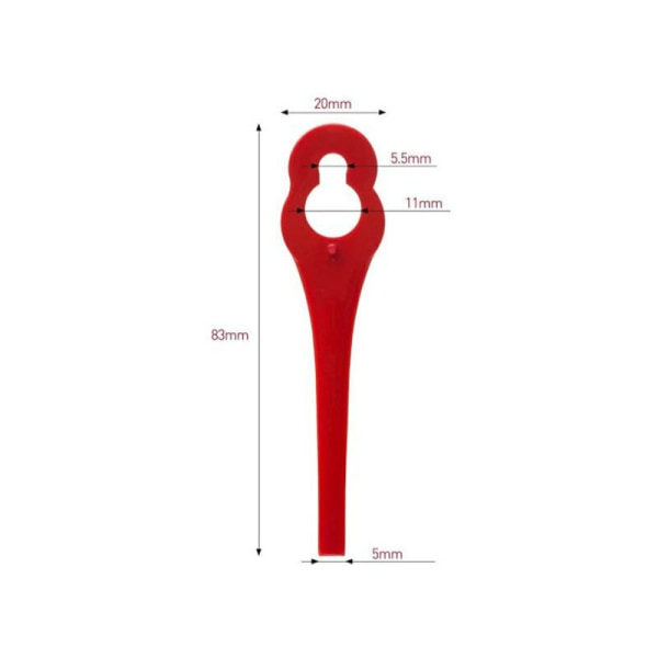 100 st L83 Plast Clipper Blade Kalebassformad Plast Blad Nyckel Bländare Röd 10*5mm
