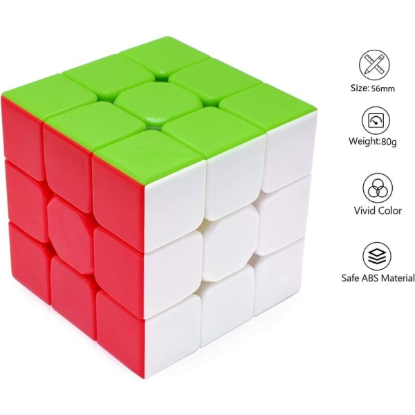 Speed ​​Cube 3x3 3x3x3 klistermærkeløst magisk puslespil Magic Speed ​​Cube julegave til børn (frit klistermærke)，