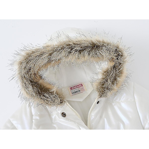 Børne polstret jakke Lang krave hætte polstret jakke 110cm White