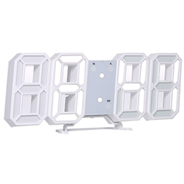Hvit led smart elektronisk klokke 3D digital vekkerklokke multifunksjonell veggklokke