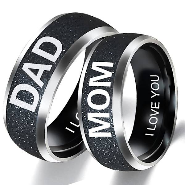 Mode Mamma Pappa Dotter Son Bokstäver Band Rostfritt stål Familjemedlem Ring Dad US 8