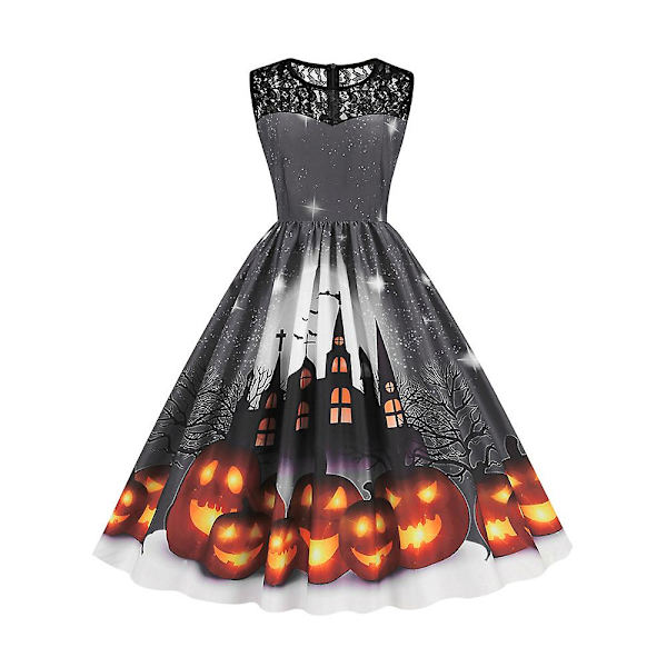 Naisten hihaton halloween- print A-linjainen hame 2XL JY15350