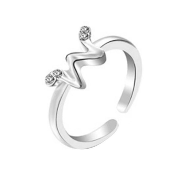 Mode Simple 26 Letter Rhinestone indlagt åbning Finger Ring Lady smykker gave Silver F