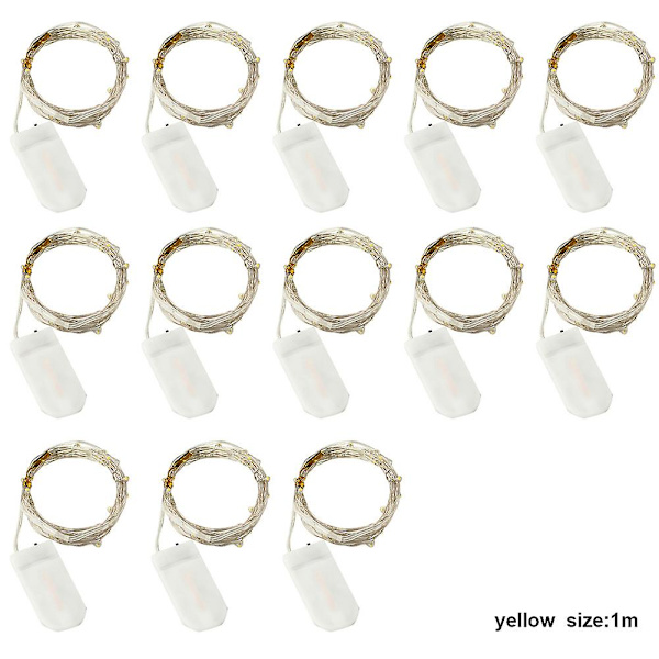 12 Stk Led String Lights Hængende Have Festivals Dekoration Yellow 1m