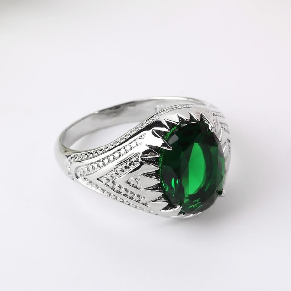 Mode Cool oval Smaragdgrön Strasslegering Fingerring Smycken för män US 12
