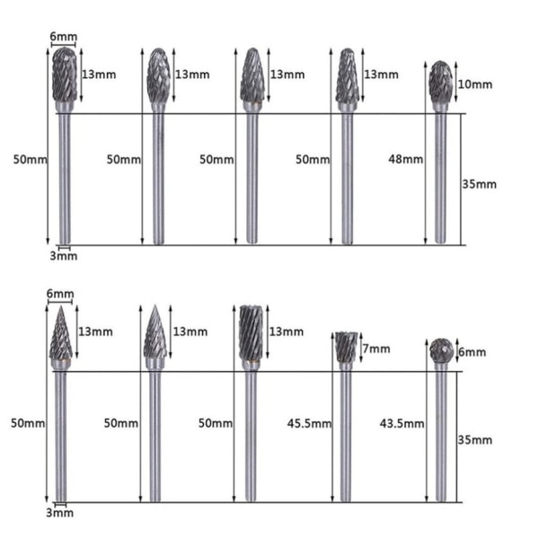 3 x 3 mm hårdmetal graveringsskærersæt,