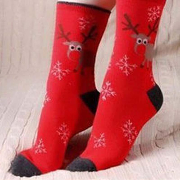 Kvinder Mænd Julenyhedssokker Sjove julestrømpegave Elk Snowflake 2 Pairs