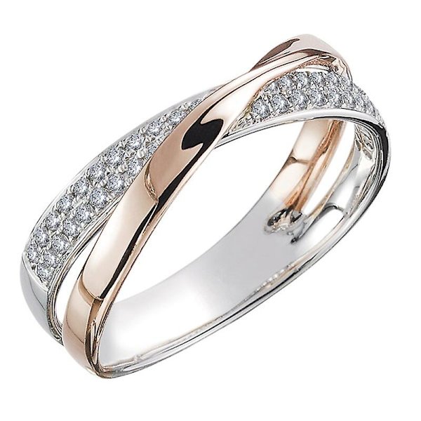 Mote Ny To Tone X Form Cross Ring For Kvinner Bryllup Trendy Smykker Blendende Cz Stone Store Moderne Ringer Anillos Mixed