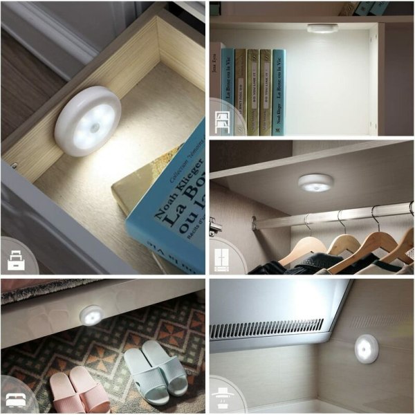 Rörelsesensorljus, LED rörelsesensor garderobslampa, batteridriven (ingår ej), för garderob/hylla/entré/garage/