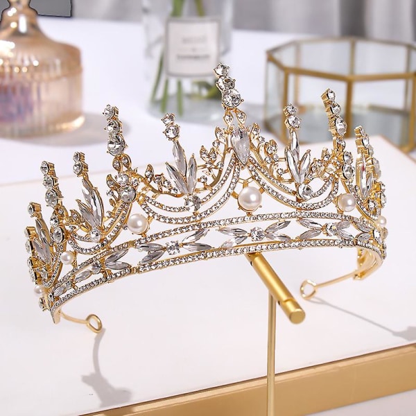 Brudkrona Huvudbonader För Kvinnor Flickor Prinsessan Bröllop Födelsedag Huvudbonad Rhinestones Retro Lyx