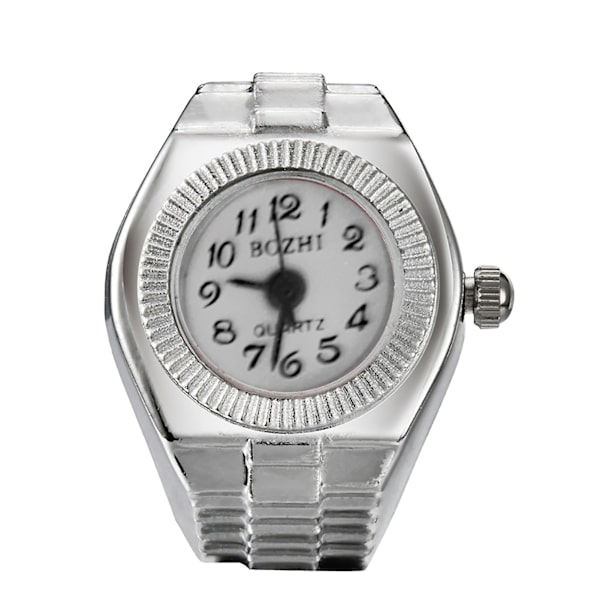 Watch Klockform Stretchig Unisex Pointer Rund Urtavla Quartz Watch Ring För Cocktailparty Black