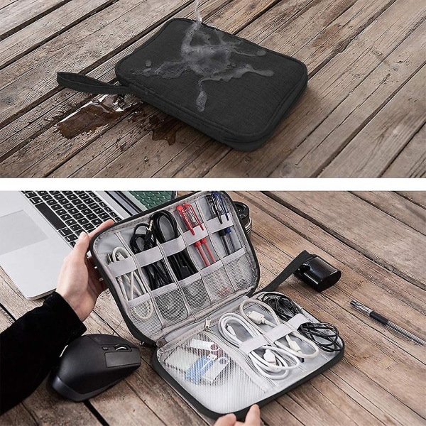 1 stk Travel Electronics Organizer Bærbar Kabel Organizer Bag for Oppbevaring Elektronisk tilbehør Veske for ledning, telefon, lader, flash-stasjon Gray