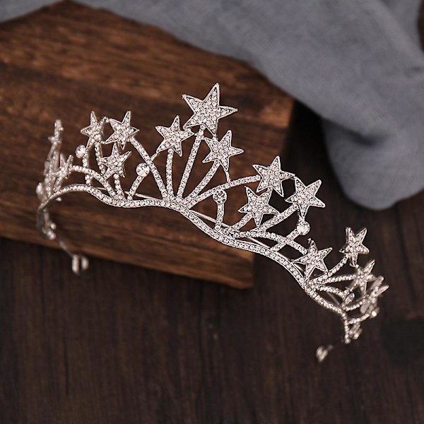 Brudestjerner Crown Hovedbeklædning Luksus Rhinestones Indlagt pandebånd til kvindelige bryllupsfødselsdagshår