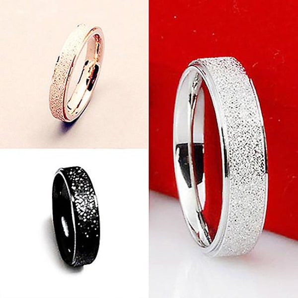 Män Kvinnor Bröllopsring Ring Rostfritt Stål Matt Ring Smycken Par Present Silver Size 8