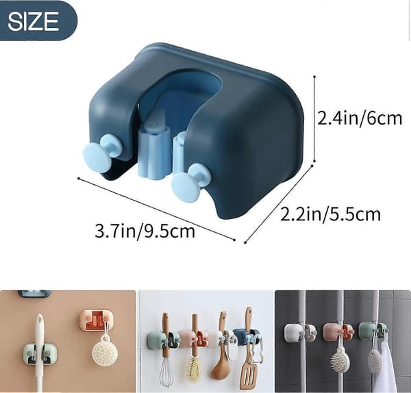 Broom and Mop Holder, Wall Mounted Equipment Rack, Garden Tool Holder, Multifunctional Mop Hook, Blue 1 pc