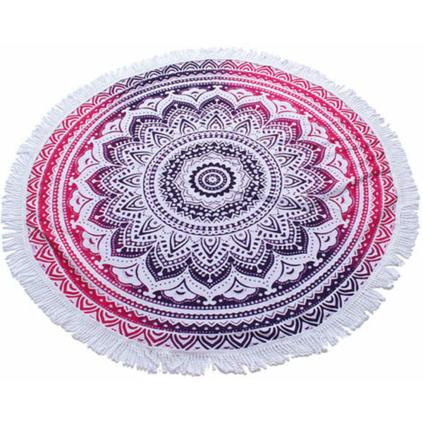 Pyöreä rantapyyhe Tapestry Joogamatto Mandala-kuvioiset peitot (punainen, 1,5 x 1,5 M-Mandala)
