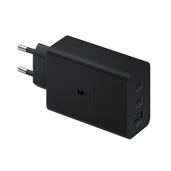 Samsung 65W PD Strömadapter Trio (USB-C x 2, USB-A) Väggladdare – Svart