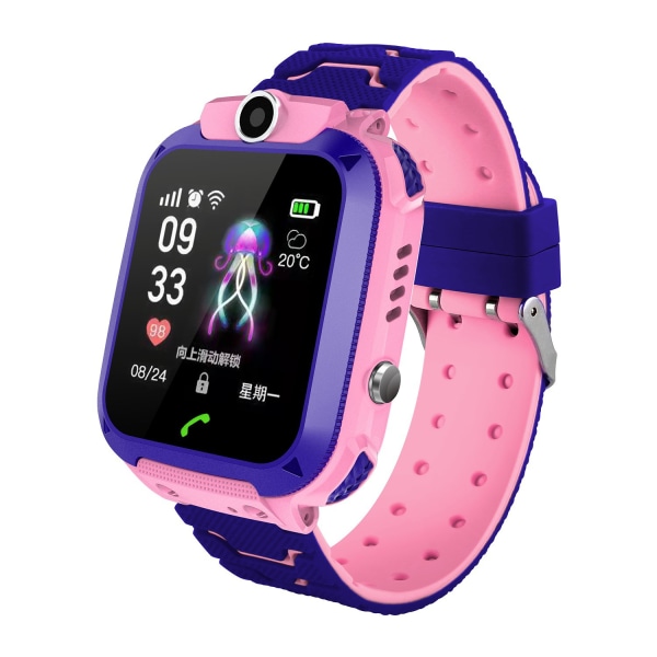 Blå/rosa watch för barn, HD watch med telefon 1,44 tums skärm watch med GPS 2G rosa Pink