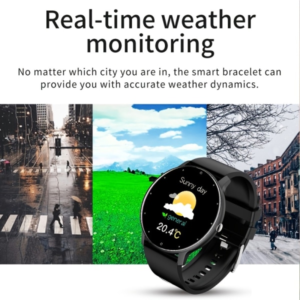 LIGE Smart Watch Herr Full Touch Screen Sport Fitness Watch IP67 Vattentät BT För Android Ios Smartwatch Herr+box Svart Blue