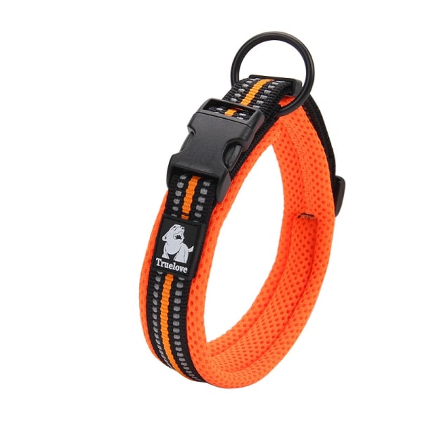 Medelstort och stort hundhalsband 3M Reflekterande Mesh Vadderat Hundhalsband Justerbart Nylon Outdoor Adventure Pet Halsband-Orange-m Orange