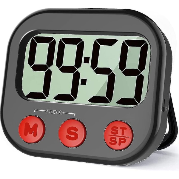 Kökstimer, Digital Vision Timer Magnetisk klocka Stoppur Nedräkningstimer, LCD-skärm black