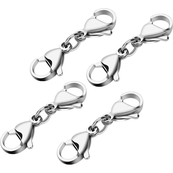4 kappaletta hopeiset kaksoislobster-lukot, minirannekorun lukot, korvaavat lanyardin napsahduskoukun, metalliset hummerin kynsi-lukot DIY-korujen valmistukseen, rannekorun luominen Silver 4pcs