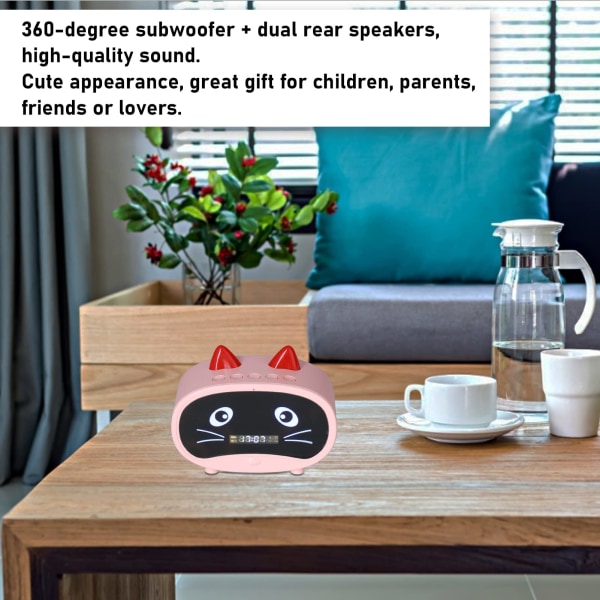 Monitoiminen langaton herätyskello Bluetooth-kaiutin (vaaleanpunainen)