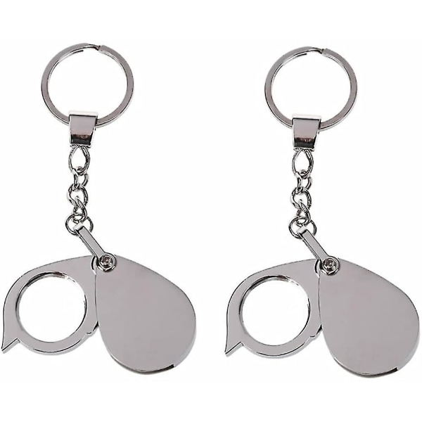 2 kpl kokoontaittuva minisuurennuslasi avaimenperällä, 8x Eyes Glass -suurennusluuppi metallia