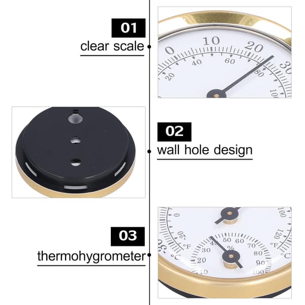 Termohygrometer 2,28 tommer urskive termometer og hygrometer Væg-/bordindendørstermometer Mini hygrometer til drivhusbiler