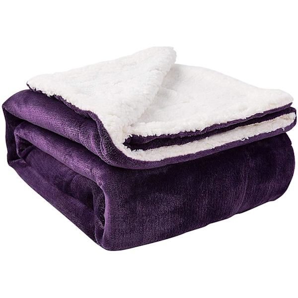 Tæppe Twin Tykt Varmt Tæppe Til Vinter Seng Super Blødt Fuzzy Flannel Fleece/Uld Ligner Reversible Fløjl Plys Tæppe (Lilla Twin Størrelse 60\"x80\")