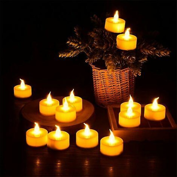 24 gule LED-lys med flammeeffekter