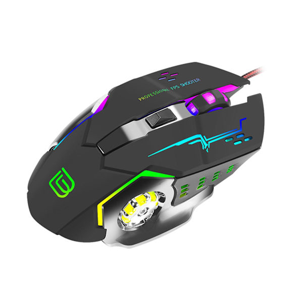 6 knappers mekanisk gaming mus usb kablet lysende lys mus 3200dpi justerbar