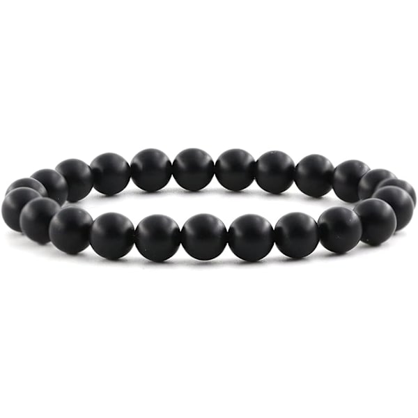 Kristall armband, 8mm Naturstenpärlor Armband, Läkande Kristall Armband för Kvinnor Män Frosted Obsidian