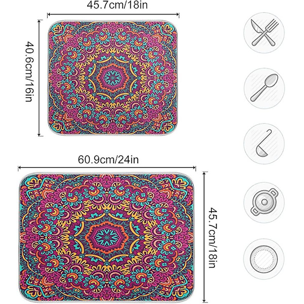Boho Etninen Valutusmatto. Boho Mandala. Paisley-Kuvio. Keittiö. Työtaso