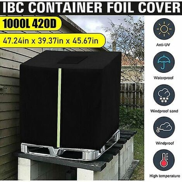 IBC-skydd, Tank IBC-behållare Skydd, 420D UV-skyddat IBC/regn Skydd med blixtlåsöppning, Reflekterande tejp, För behållare