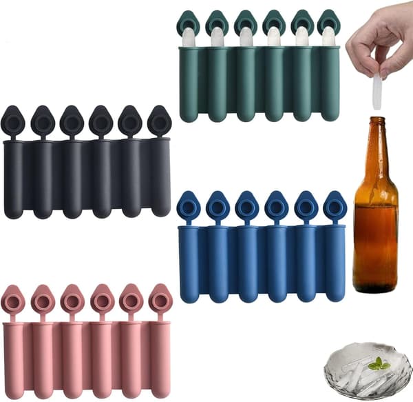Färger Mini Ice Cube Stick Bricka med lock, Silikon Ice Cube Maker Brickor, Ice Cube Formar för Sport- och Vattenflaskor, Vattenflaska Ice Stick Form