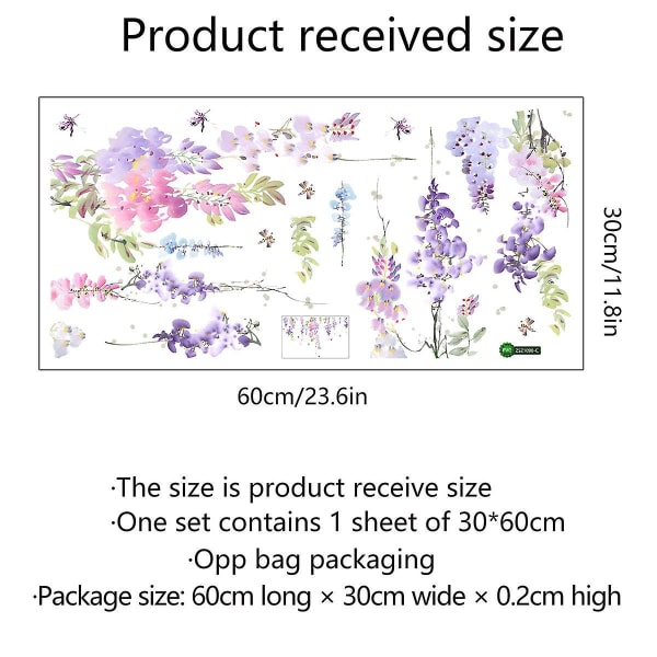 Planter, blomster, vinstokker, sommerfugler dekorative veggklistremerker Kreativt barnerom veggklistremerker PVC