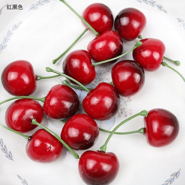 100 stk kunstig simuleringskirsebær naturtro dekorative frugtkirsebær Mini falske frugtkirsebærmodel