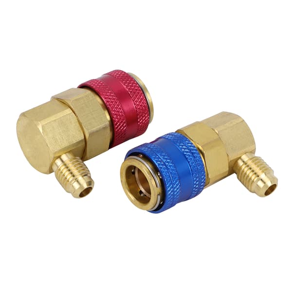 2 stk. R134A Bil AC Quick Connects 90° Lav- og Højtryksadapter