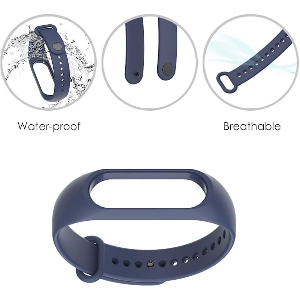 2 kpl Silikoniranneke Yhteensopiva Xiaomi Mi Band 3/4 kanssa, Säädettävä Värikäs Vaihtoranneke Pehmeä Urheilukellon Ranneke Vaihto Xiao:lle Black, Navy Blue