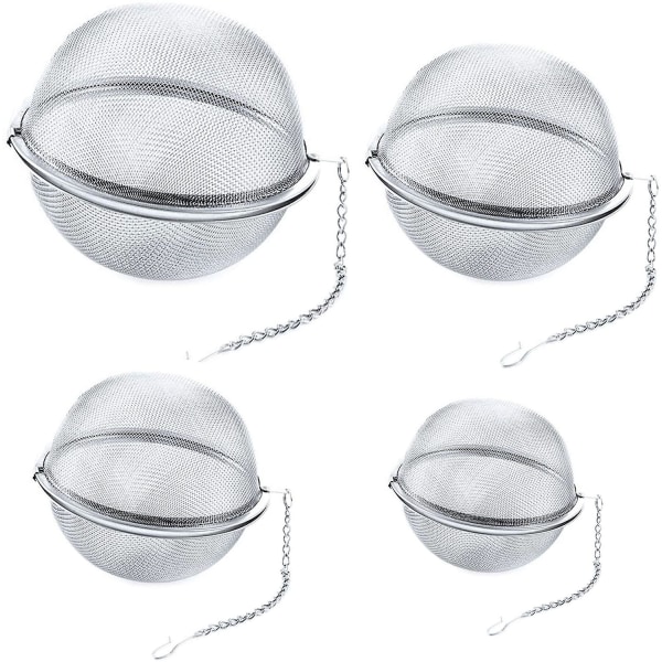 Te-infuser, 4 stk. rustfrit stål te-kugle infuser, 4-11cm te-filter