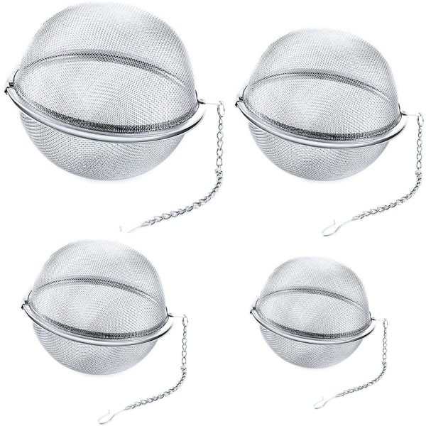 Teehaude, 4 kpl ruostumattomasta teräksestä valmistettu teepallo, 4-11 cm teesuodatin