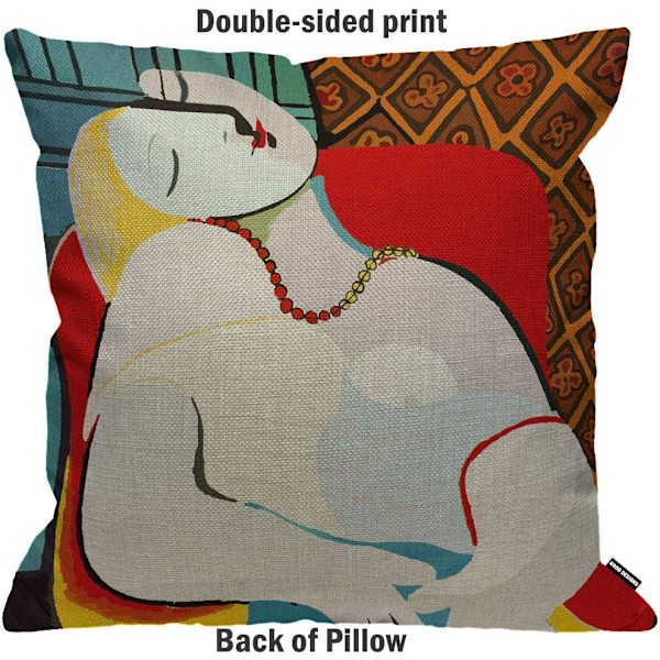 Kuddfodral Picasso Le Reve The Dream Målning Överkast Kuddfodral Hem Dekorativ för Män/Kvinnor/Pojkar/Flickor vardagsrum Sovrum Soffa Stol 18X18 Multi 07 18 x 18 cm