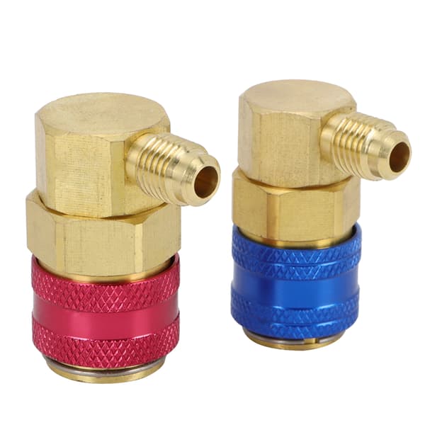 2 stk. R134A Bil AC Quick Connects 90° Lav- og Højtryksadapter