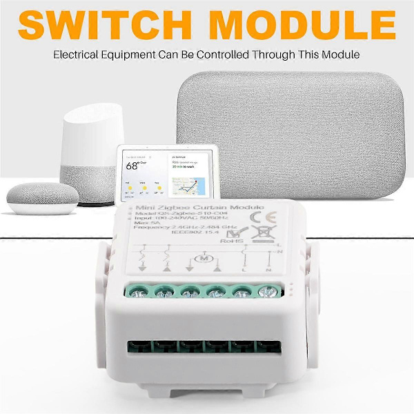 Zigbee Switch Ljusridå Dimmer Smart MINI Modul C04 Kontrollbrytare Gardin Switch Modul Noll Fire Smart Switch