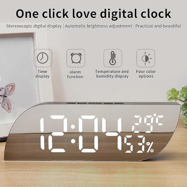 Digital elektronisk klocka med temperatur- och luftfuktighetsdisplay